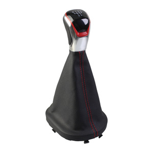 Leather Gear <b>Shift</b> <b>Knob</b> Cover Red Stitching 5 6 Speed Set Ergonomic For Volkswagen Cars - Product Image 2