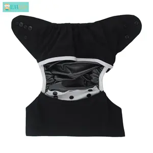 ALVABABY Solid Black diaper cover baby diapers china diaper cloth covers