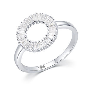 Bague en argent sterling 925 imperméable, ronde, avec zircone, pour femmes, bague de fiançailles de luxe, bague de mariage, bijoux en diamant de laboratoire - Product Image 1