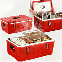 Boîte isotherme pour aliments de 40 L, boîte chauffante pour la restauration, chauffe-soupe commercial pour restaurant, cantine, maison, rouge