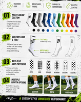 Chaussettes de football antidérapantes personnalisées, respirantes, avec grip, unisexes, chaussettes de sport en tricot