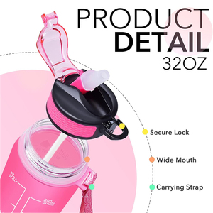32 oz 1l BPA-Free Tritan Motivational borraccia acqua con indicatore di tempo filtro filtro per bere paglia diretta per palestra Fitness - Product Image 5