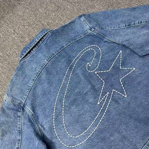 Chaqueta vaquera con estrella bordada de cinco puntas, estilo urbano, holgada, moderna, informal, lavada, estilo Corteiz. - Product Image 5