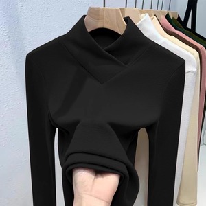 Women High Neck Long Sleeve Base Layer Top Slim Fit Ribbed Mustard Color Inner Wear For Autumn Winter 2025 - Product Image 2