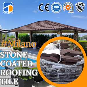 Tôle de toiture en acier imperméable et réfléchissante pour villas tropicales avec design <span class=keywords><strong>bambou</strong></span>, tuile métallique revêtue de pierre Milano - Product Image 1