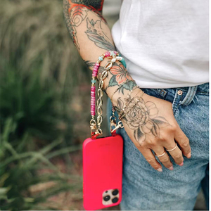 Atacado 31cm Substituível Acrílico Rodada Bead Bags Strip Trendy Colorido Phone Case Pendurado Cadeia - Product Image 6