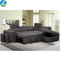 Sofá Cama de Lujo Moderno de Tela con Estructura de Madera Sólida Muebles de Sala con Función de Almacenamiento Sofá Cama Seccional