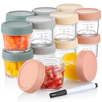 MIXWARES Pots de conservation alimentaire en verre de 120 ml (4 oz) avec couvercles hermétiques, lot de 12 boîtes scellées pour yaourt, épices et préparation de repas