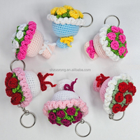 Vente en gros usine : Mini bouquet de fleurs au crochet fait main, breloque/porte-clés, pour Anniversaire, Saint-Valentin, pour toujours