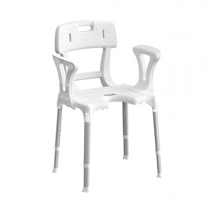 Silla de Ducha con Reposabrazos y Respaldo Abatibles, Blanca, 55 cm de Largo, 41 cm de Ancho, 14 cm de Altura, Equipo de Seguridad para Baño - Product Image 2