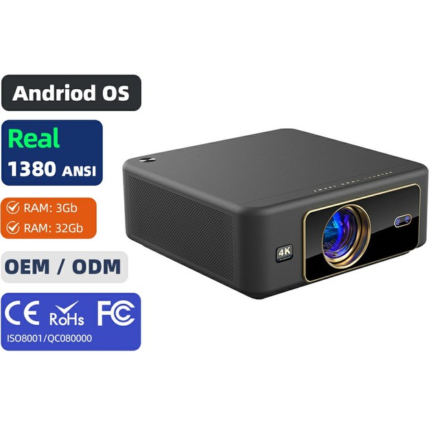 MINI Portable LED Laser 1080p 4K Home Theater Cinema Projector Auto Keystone WIFI 2.4G/5G Android 12 Short Throw 1400 Lumens
