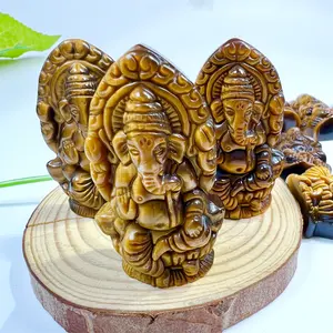 Natural Crystal Eephant God Healing Stone Spiritual Products Yellow Tiger Stone God's Ganesha