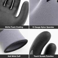 Gants de travail MaxiTough en nylon et spandex 15 jauges, enduits de mousse de nitrile, résistants à l'huile, antidérapants, durables, EN388 4131X