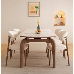 Table à manger carrée moderne européenne ensemble de chaises en bois massif avec <span class=keywords><strong>plaque</strong></span> de roche <span class=keywords><strong>pour</strong></span> la maison petit appartement comprend une cuisinière à <span class=keywords><strong>induction</strong></span> - Product Image 4
