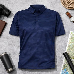 Camiseta Polo de Camuflaje para Hombre, Sublimada, de Poliéster y Elastano, con Estampado Completo, Estilo Táctico, Color Azul Marino, con Logotipo Personalizado - Product Image 2