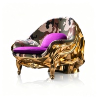 Fauteuil lounge de luxe italien en forme de crâne doré, design moderne en fibre de verre, style Art Déco, pour hôtel boutique, bar et projet de club