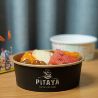 Papier Kom Met Fruit Salade Mockup Papier Slakom Milieuvriendelijke Print Aangepaste Logo Salade Craft Kom Afhaalmaaltijden Doos