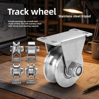 Poulie à double roulement en acier inoxydable 201 avec support triangulaire, roue à gorge étroite pour porte coulissante, guide de rail