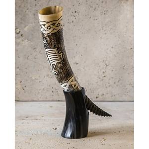 Everlasting Love Ceremonial Drinking Horn with Stand Natural Viking Drinking Horn Mug Medieval with Wooden Iron - Product Image 6