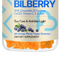 Gummies pour les yeux à la lutéine et au myrtille, formule 12-en-1, à base de pectine végétalienne, saveur mangue, complément alimentaire pour adultes