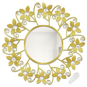 Black Floral <b>Wall</b> <b>Mirror</b> Crystal Decorative Round <b>Hanging</b> <b>Mirror</b> Metal Decorative <b>Mirror</b> for Bedroom Entryway Living Room - Product Image 3
