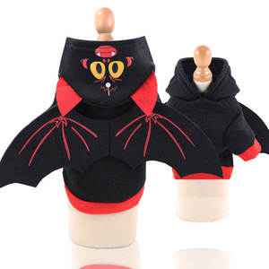 Hooded Bat Costume <b>For</b> Dogs And <b>Cats</b> Black Red Wings Winter Pet <b>Clothes</b> Cute Halloween Outfit - Product Image 5