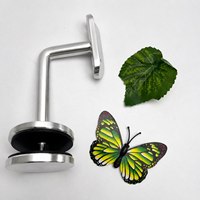Support de main courante à bras articulé en acier inoxydable finition brossée pour barre verticale, pour assemblage de garde-corps en verre pour escaliers et centres commerciaux, résistant à la rouille et à l'eau