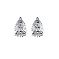 Anting-anting berlian potongan pir, model klasik wanita, setting cakar, bentuk bunga, dilapisi rhodium, hadiah pesta ulang tahun pernikahan yang trendi