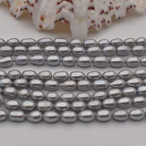 Perlas Barrocas de Agua Dulce Naturales de 7-8 mm, Forma de Arroz, Color Gris, Cuentas Sueltas para Bisutería Hecha a Mano - Product Image 2