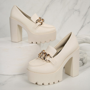 QuiteS grande <span class=keywords><strong>taille</strong></span> nouveau 2026 talon haut épais bouton fermeture chaussures talon épais décontracté automne <span class=keywords><strong>chaussure</strong></span> pour les femmes - Product Image 6