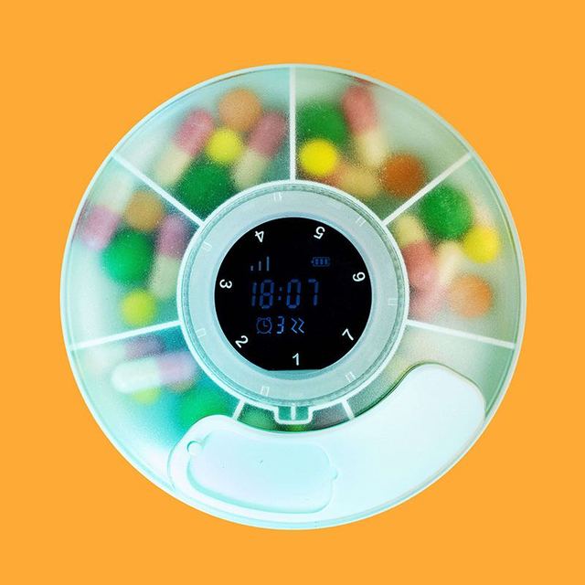 Electronic Weekly Storage Organizer with Timer, Dust-Proort Automatic Reminder Container for Vitamins, Supplements & Home Use