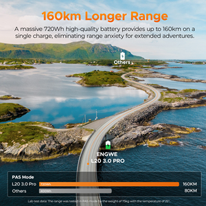 EU送料無料Ebike Engwe L20 3.0プロ折りたたみ式電動自転車フルサスペンション付き20x3.0タイヤGPS盗難防止システムEバイク - Product Image 6