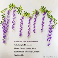 Bunga Wisteria Sutra Gantung OEM, Rangkaian Bunga Artificial Realistis dan Lembut untuk Dekorasi Dinding Rumah dan Pernikahan