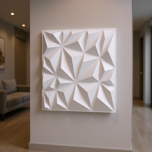 Diamond Matte White 3D <b>PVC</b> Wall Panels 11.81 X 11.81 Inch Modern Design For Household Interior Decor - Product Image 2