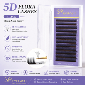 Extensions de cils SP 5D Flower Spikes <span class=keywords><strong>Flora</strong></span> Lashes Noir Mat 0.07 Easy Fan Volume Pré-fait Vente en Gros pour Salons Marque Privée - Product Image 1