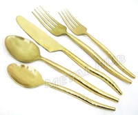 Ensemble de couverts en acier inoxydable plaqué or mat de luxe moderne, couverts élégants de qualité supérieure pour les mariages, les occasions spéciales et les cadeaux