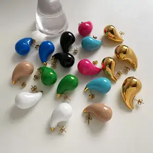 Mode Edelstahl Ohrringe Schmuck 18 Karat vergoldet Huggie Chunky Wasser tropfen Ohrringe für Frauen