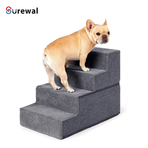 SUREWALHOME Plush Cover <strong>Pet</strong> Stair for Sofa Easy Install <strong>Pet</strong> Stairs for Dog and Cat Steps with Washable and Zippered for <strong>Bed</strong> - Product Image 1