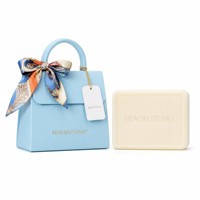 Coffret Cadeau Savon de Luxe en Forme de Sac à Main 200g Savon Parfumé Bleu Marin avec Foulard en Soie, Savon de Bain Premium, OEM ODM