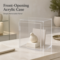 Vitrine d'exposition personnalisée en acrylique transparent avec ouverture frontale, panneau amovible, fente pour objets de collection, bijoux, impression UV, logo OEM