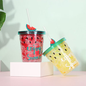 Zhen Ai Summer Fruit Ice Cup Double Layer Cooling Plastic Cup Reusable Portable Student Gift Party Drinkware - Product Image 3
