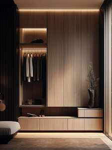 Dressing moderne de luxe sur mesure avec porte vitrée, éco-responsable, grande capacité, éclairage LED pour maison, chambre, villa - Product Image 3