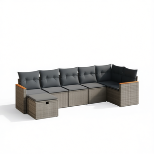 Dark <b>Grey</b> Rattan Garden Sofa Set 6 Seater Outdoor Furniture Contemporary Design Wicker <b>Frame</b> - Product Image 1