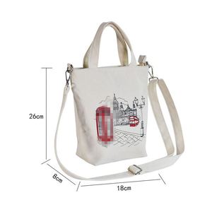 Bolso bandolera informal Unisex de alta calidad, bolso pequeño de lona de algodón, decoración de letras abiertas, respetuoso con el medio ambiente, duradero - Product Image 1