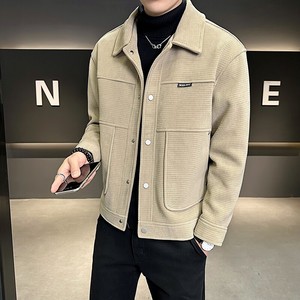 2025 soprabito da uomo in misto lana con risvolto e risvolto rilassato della giacca Casual autunno inverno cappotto di Tweed lungo capispalla - Product Image 3