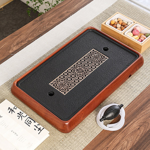 Rosewood <b>Tea</b> Tray Stone Surface Dual Purpose Water Storage Drainage <b>Tea</b> <b>Set</b> Tray Solid Wood Flat Design Luxury Retro Style - Product Image 1
