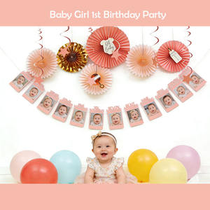 EAST <span class=keywords><strong>TERN</strong></span> ชุดตกแต่งงานวันเกิดครบรอบ 1 ขวบสำหรับเด็กผู้หญิง 13 ชิ้น สีพีช พร้อมพัดกระดาษลายวน <span class=keywords><strong>ราคา</strong></span>โรงงาน ทนทาน - Product Image 6