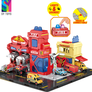 SY TOYS 6 en 1 nouveau jouet de <span class=keywords><strong>Garage</strong></span> de stationnement moulé sous pression voiture de course parkings jouet combinaison ensemble sons lumineux semblant jouer préscolaire - Product Image 5