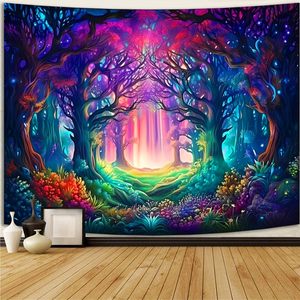 Custom Simpkeely Blacklight Fantasy <strong>Forest</strong> <strong>Tapestry</strong>, UV Reactive Nature Magical Tree Glow <strong>Wall</strong> Hanging for Bedroom,Living Room