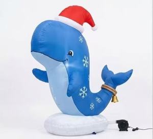 Décoration de jardin gonflable personnalisée de Noël avec dauphin, baleine et orca, avec lumières LED, ornements de fête gonflables pour l'extérieur - Product Image 1